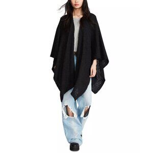 Steve Madden NWT Black & Silver Bouclé Lurex Cape Sweater Cardigan | One Size